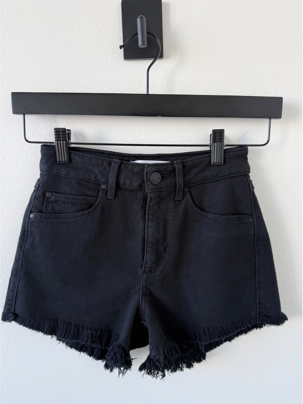 Guess Black Denim Cut-Off Shorts with Frayed Hem